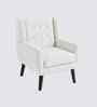 Azriah Boucle Fabric Accent Chair In White Colour