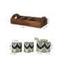 Aztec Green & Black Ceramic (Set of 4) Salt & Pepper Shaker with Oil Bottle & Tray
