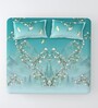 Green Floral 144 TC Cotton King Size  Bedsheet With 2 Pillow Cover