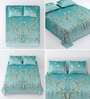 Green Floral 144 TC Cotton King Size  Bedsheet With 2 Pillow Cover