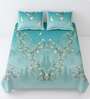 Green Floral 144 TC Cotton King Size  Bedsheet With 2 Pillow Cover