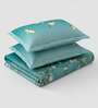 Green Floral 144 TC Cotton King Size  Bedsheet With 2 Pillow Cover