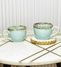 Azure Blue Ceramic (Set Of 2) Tea Cups