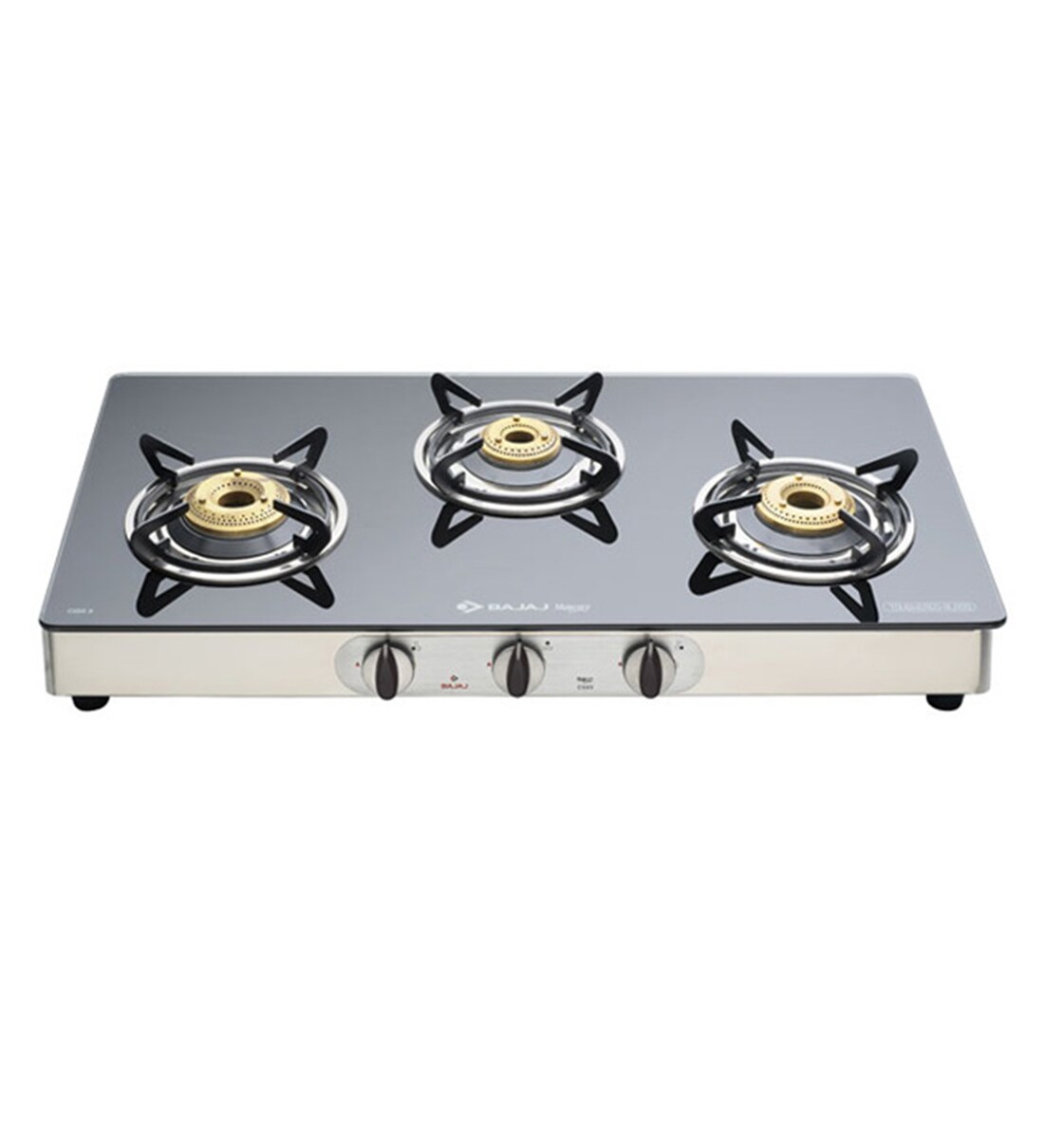 Buy Bajaj 3 Brass Burners Manual Glass Gas Stove (Model No: Jewel ...