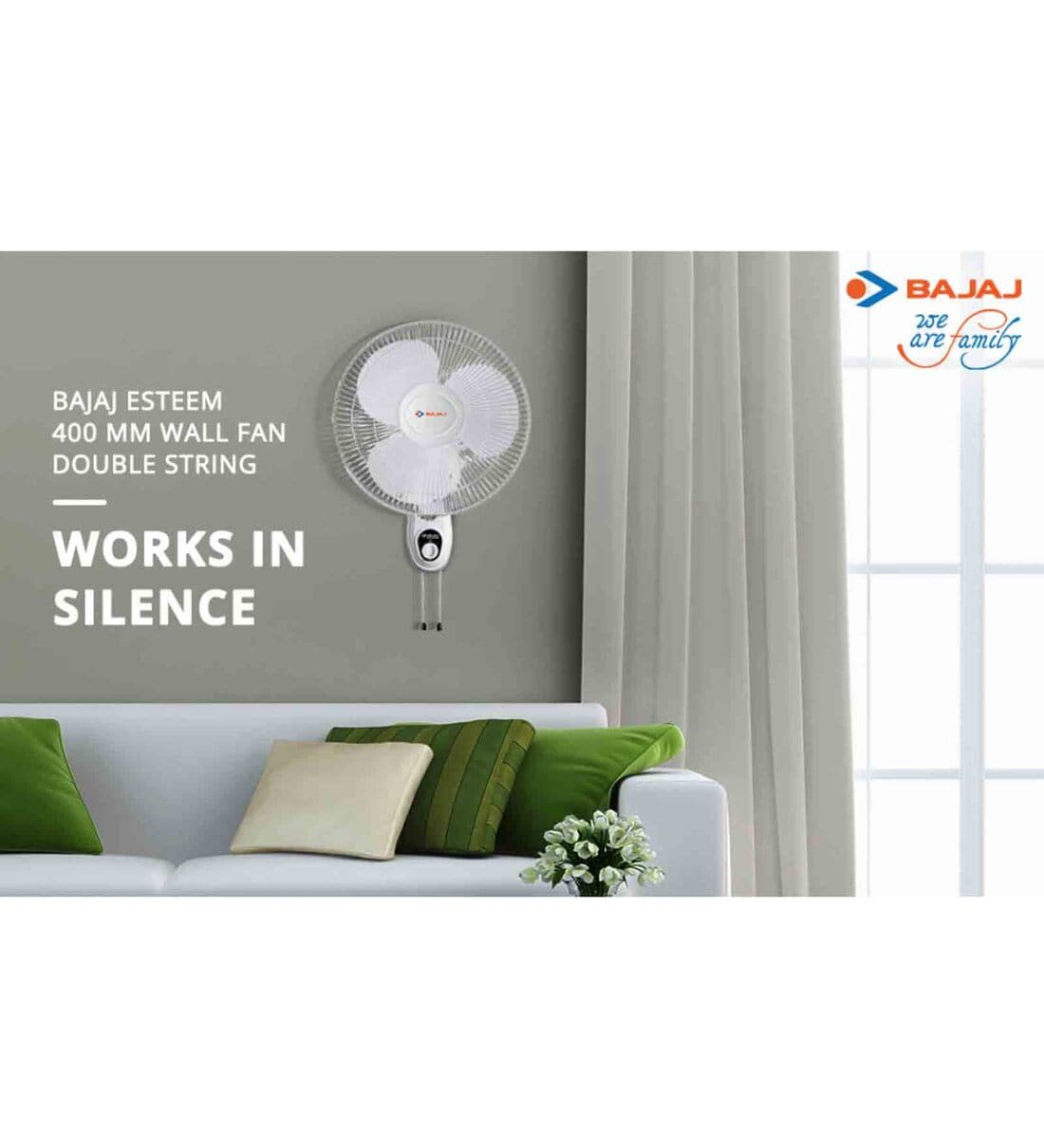 Buy Bajaj Esteem 400 mm Double String Wall Fan (White) Online Wall