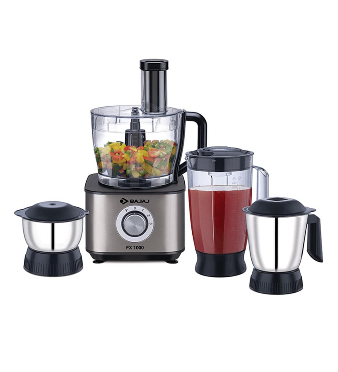 Buy Bajaj 3 Jars 1000W Silver Food Processor Model No FX 