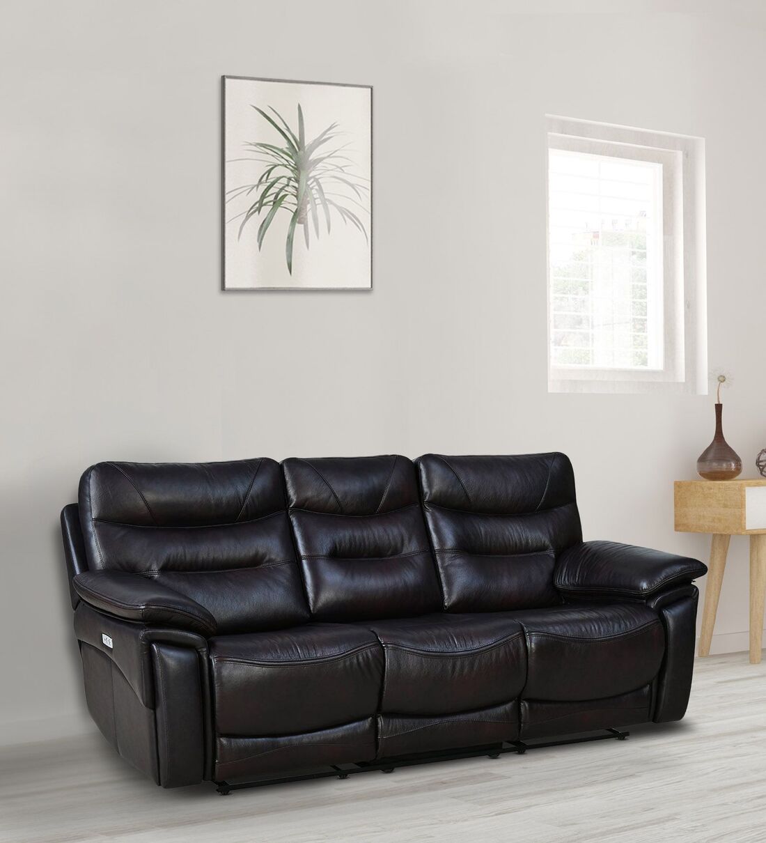 Buy Bakewell Leather 3 Seater Motorized Recliner In Brown Colour at 48% ...