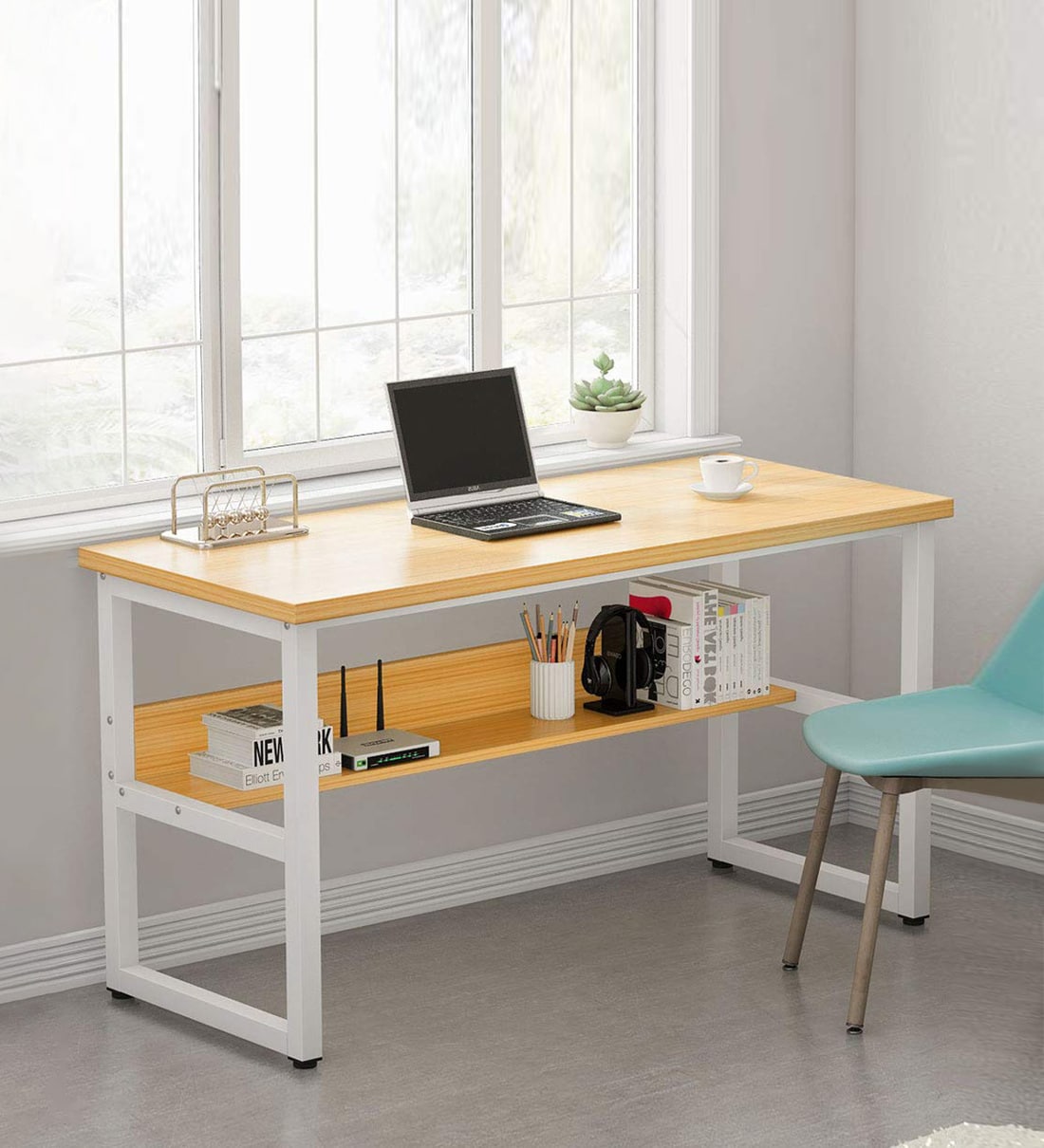 Buy Gayle (Medium) Metal Writing Table in Bavarian Beech Colour By ...