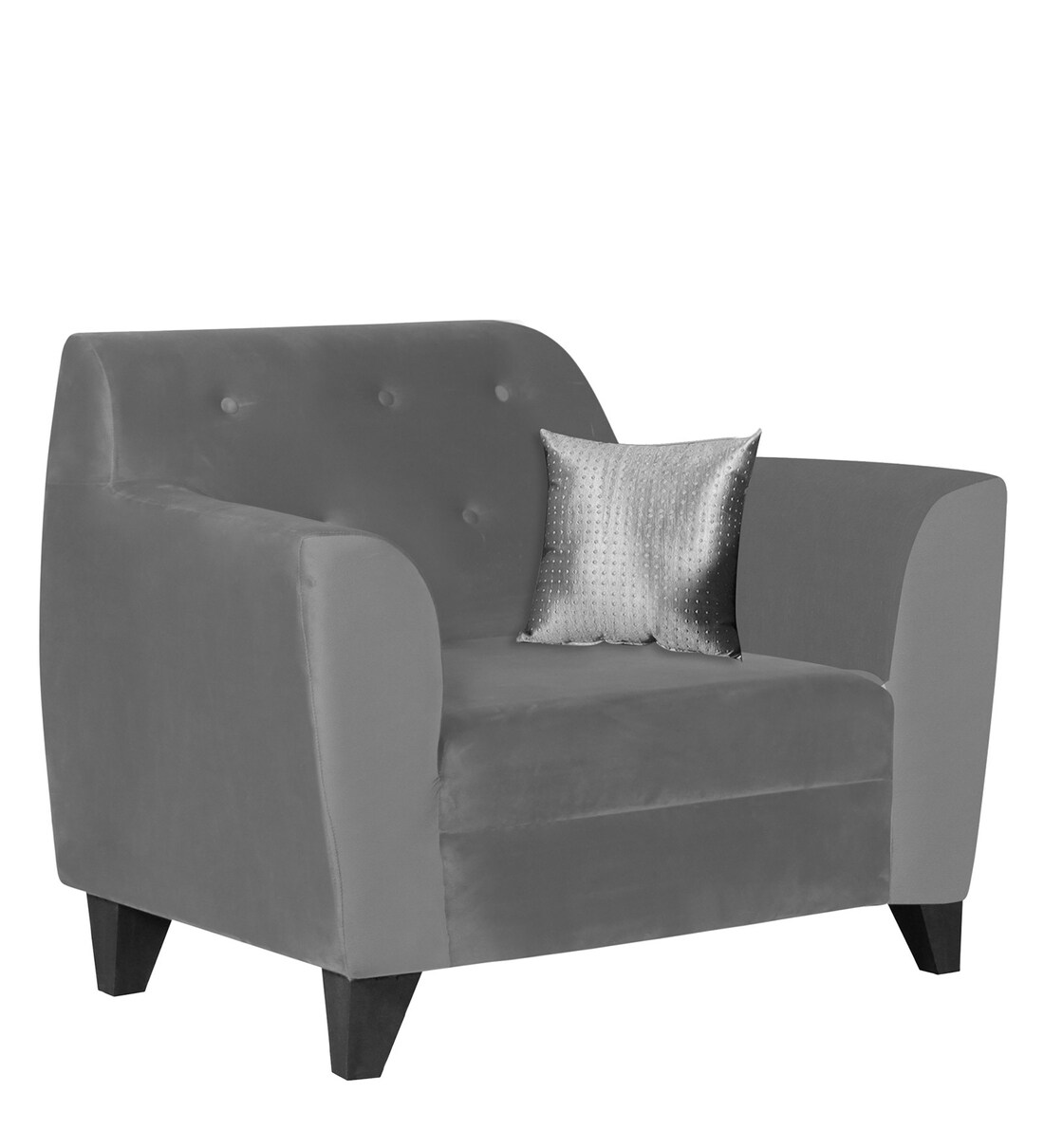 Buy Bali Velvet 1 Seater Sofa in Grey Colour by Trevi Furniture Online Modern 1 Seater Sofas