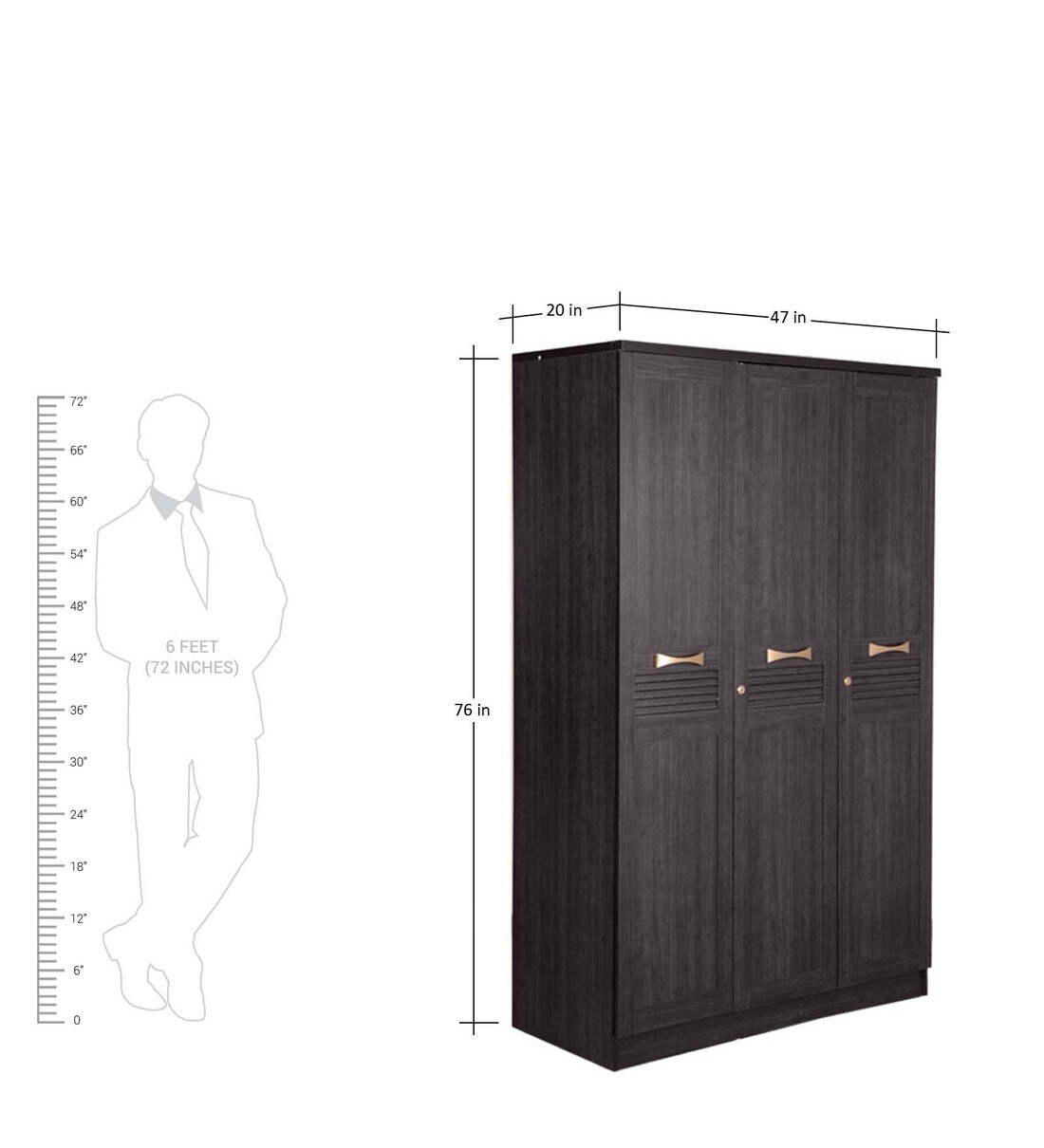 Buy Bolton Super Storage 3 Door Wardrobe in Wenge Finish by HomeTown Online 3 Door Wardrobes