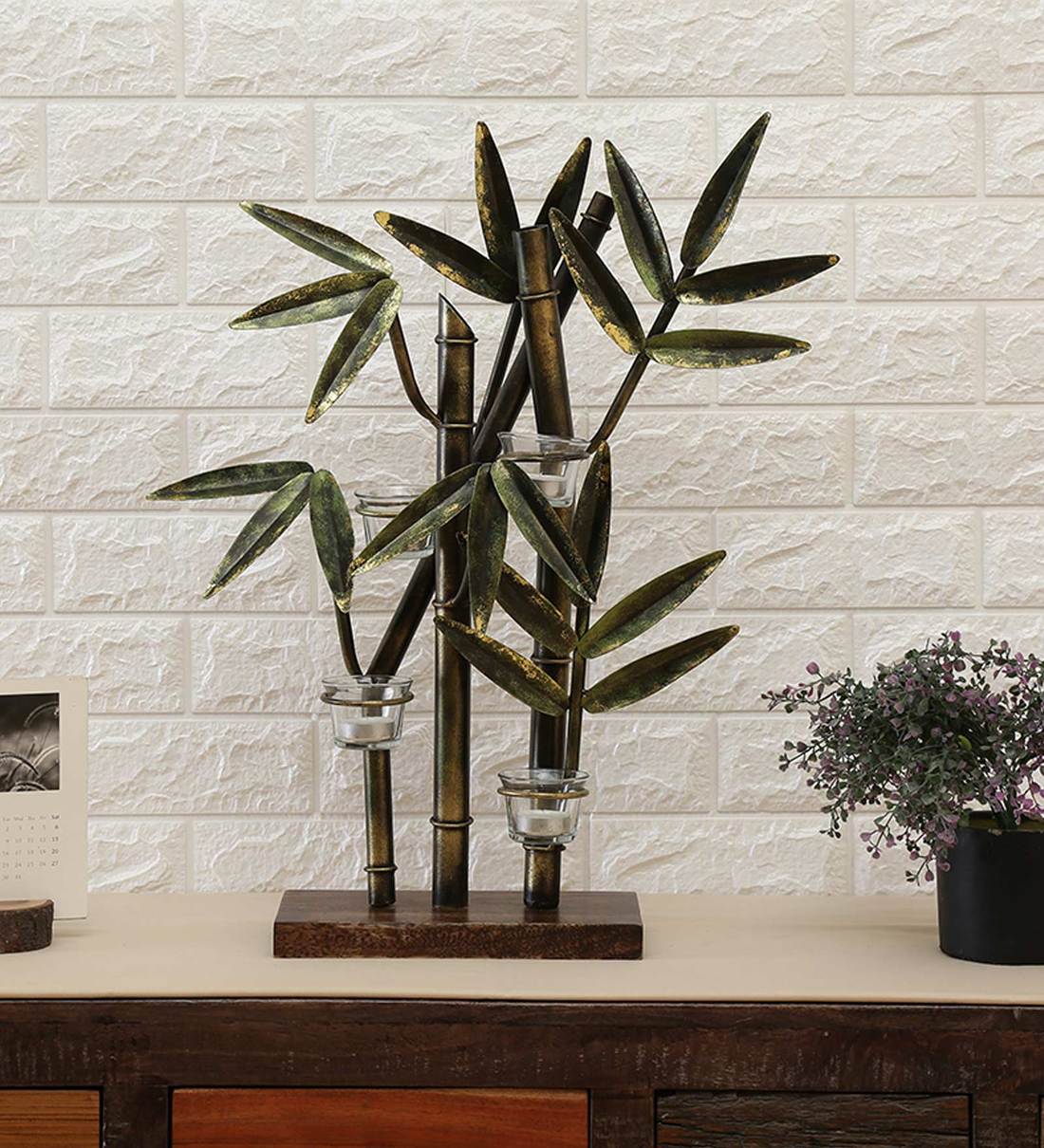 Buy Bamboo Candle Holder by The Shining Rays Online Showpieces