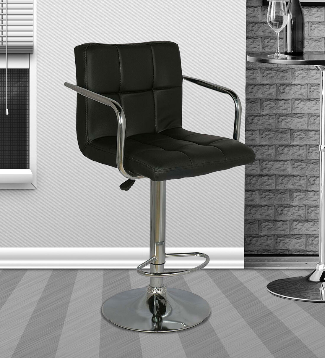 Buy Bar Stool with Foot Rest in Black Colour at 20 OFF by Creative