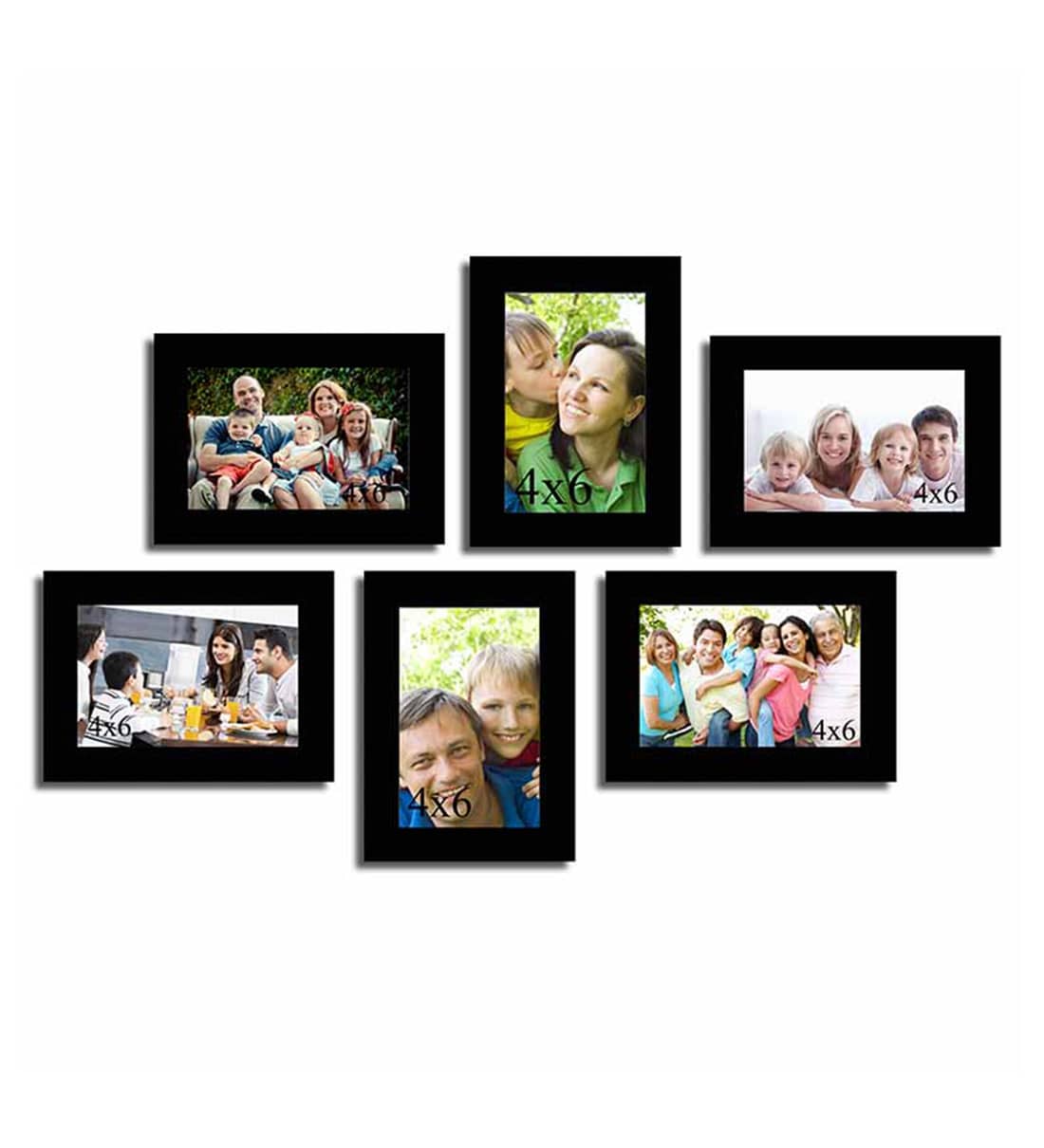 Buy Black Synthetic Wood wall photo frame set of 6 By Art Street Online Collage Photo Frames