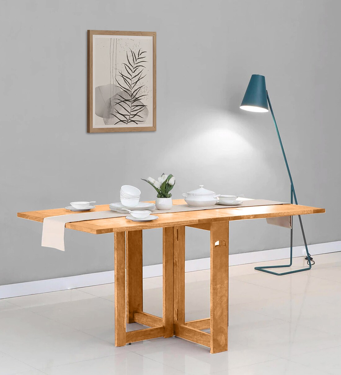 Buy Barcelona Solid Wood 6 Seater Foldable Dining Table in Scratch