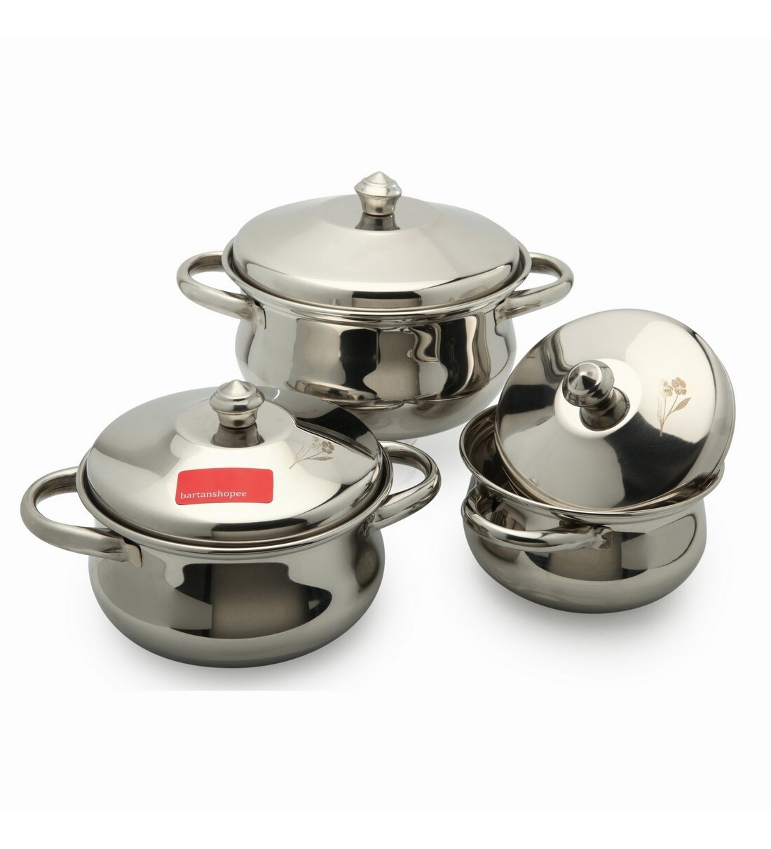 Buy Bartan Shopee Heavy Bottom Stainless Steel Serving Donga Set Of 3