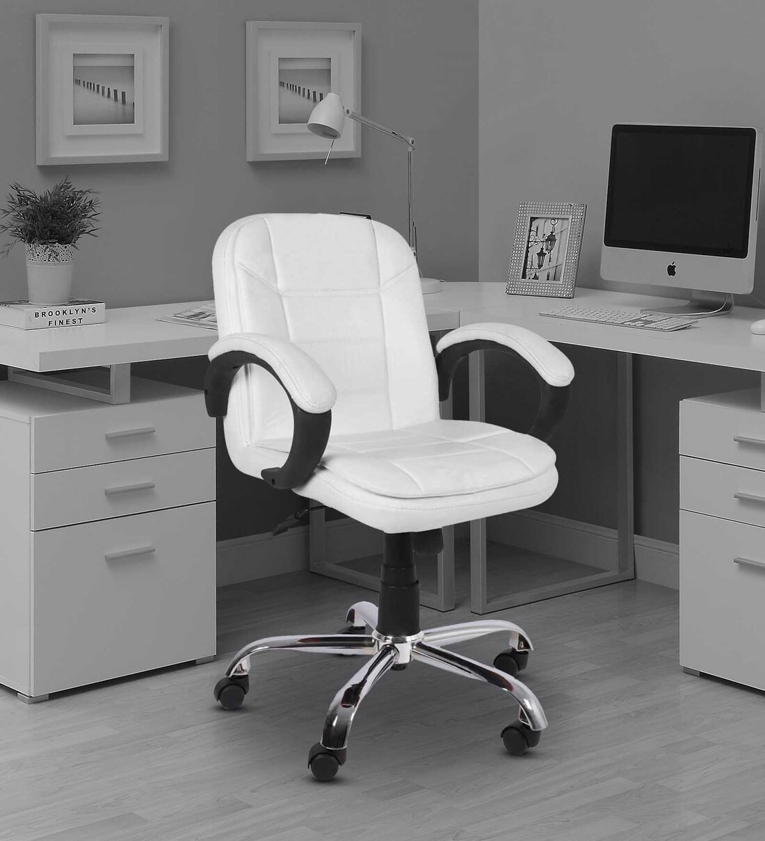 Buy Baxtonn Mid Back Executive Chair in White Colour at 44 OFF by DZYN