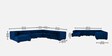 Bagato Velvet Corner Sofa In Blue Colour