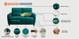 Bakadi Fabric 2 Seater Sofa in Sea Green Colour