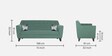 Bali Fabric 3 Seater Sofa In Imperal Green Colour