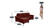 Barcelona 2 Seater RHS Sofa with Lounger in Cherry Red Colour