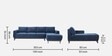 Barcelona Fabric RHS Sectional Sofa In Cobalt Blue Colour