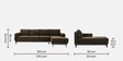 Barcelona Fabric LHS Sectional Sofa In Dark Earth Colour