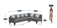 Barceto 5 Seater LHS L Shape Sofa Set in Dark Grey Colour