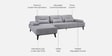 Barret RHS Sectional Sofa In Grey Color