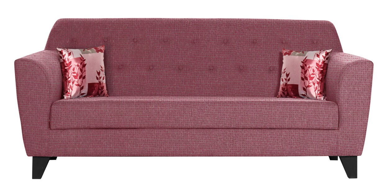 Buy Bali Fabric 3 Seater Sofa in Pink Colour Online Modern Sofa Sets