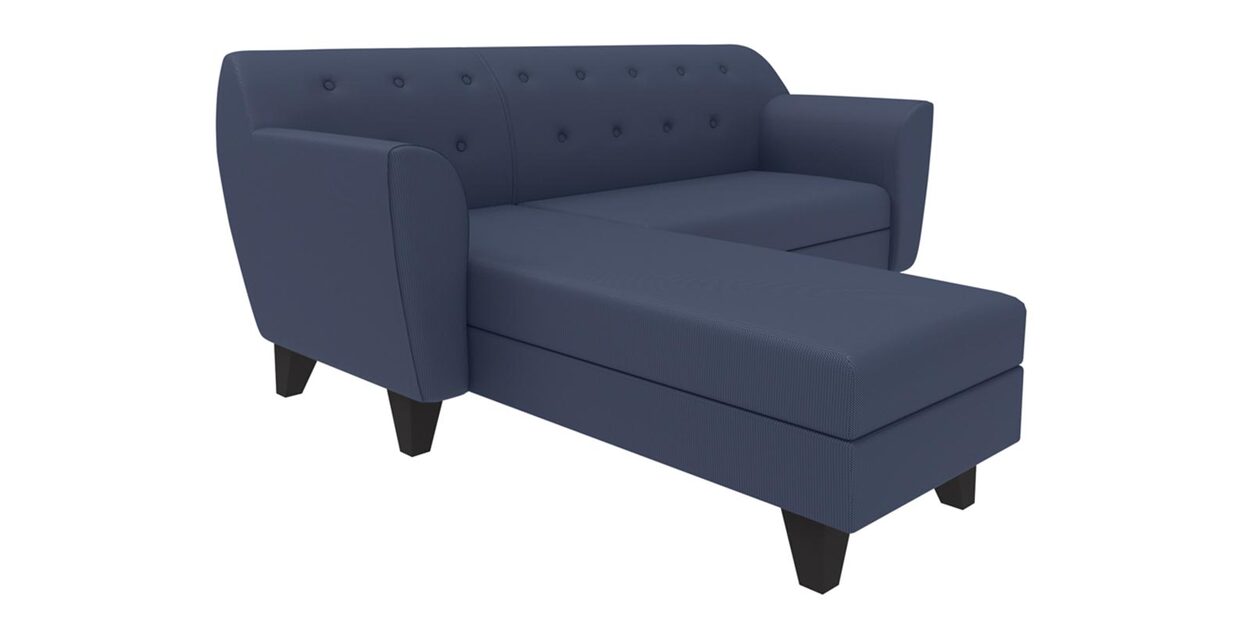 Buy Bali Fabric RHS Sectional Sofa (2+Lounger) in Denim Blue Colour by