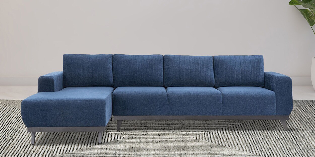 Buy Barcelona Fabric 5 Seater RHS Sectional Sofa In Cobalt Blue Colour ...