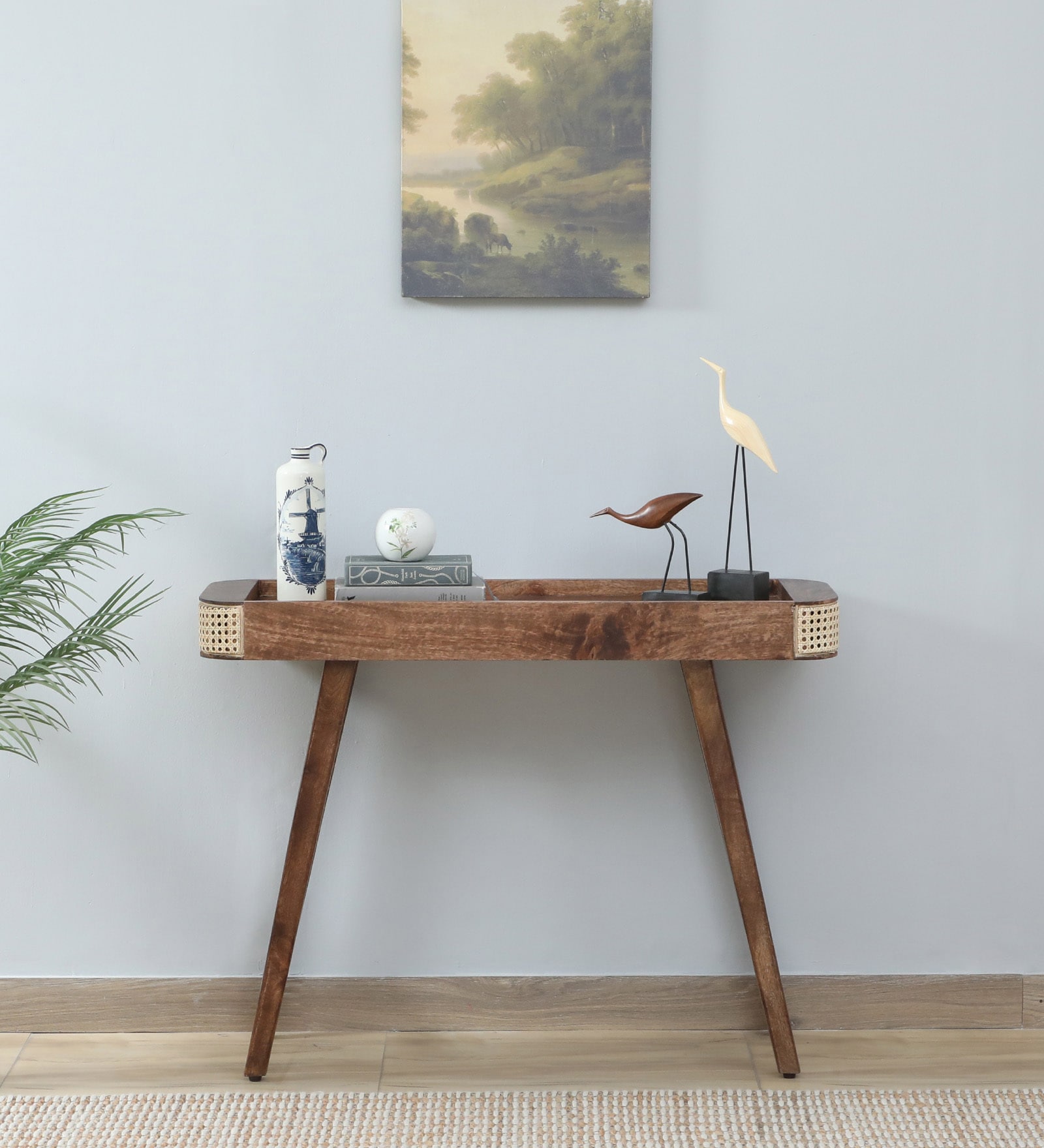 Baarn Mango Wood Console Table In Rustic Teak Finish