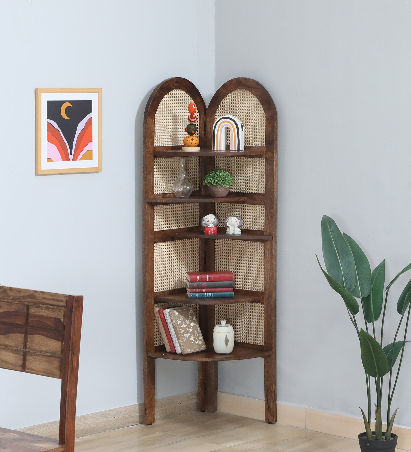 Baarn Mango Wood Display Shelf In Rustic Teak Finish