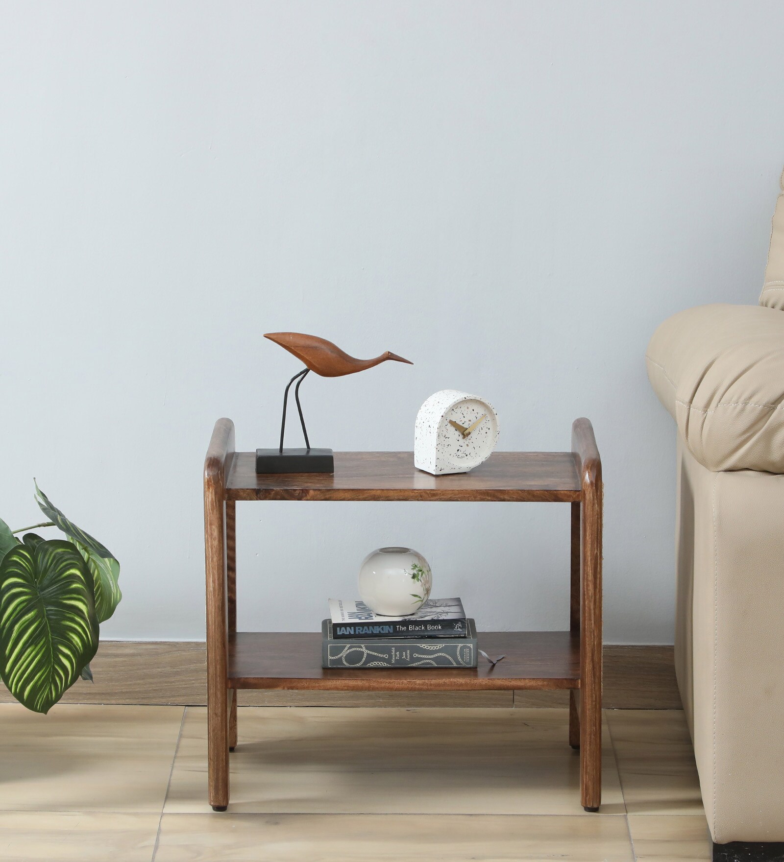 Baarn Mango Wood End Table In Rustic Teak Finish