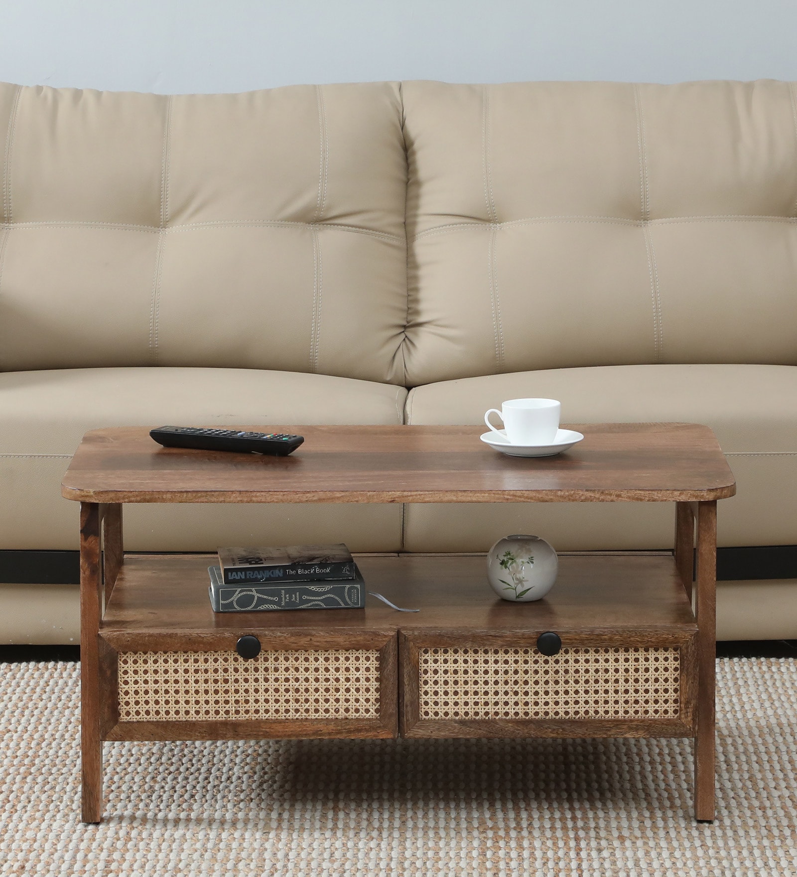 Baarn Mango Wood Large Coffee Table In Rustic Teak Finish