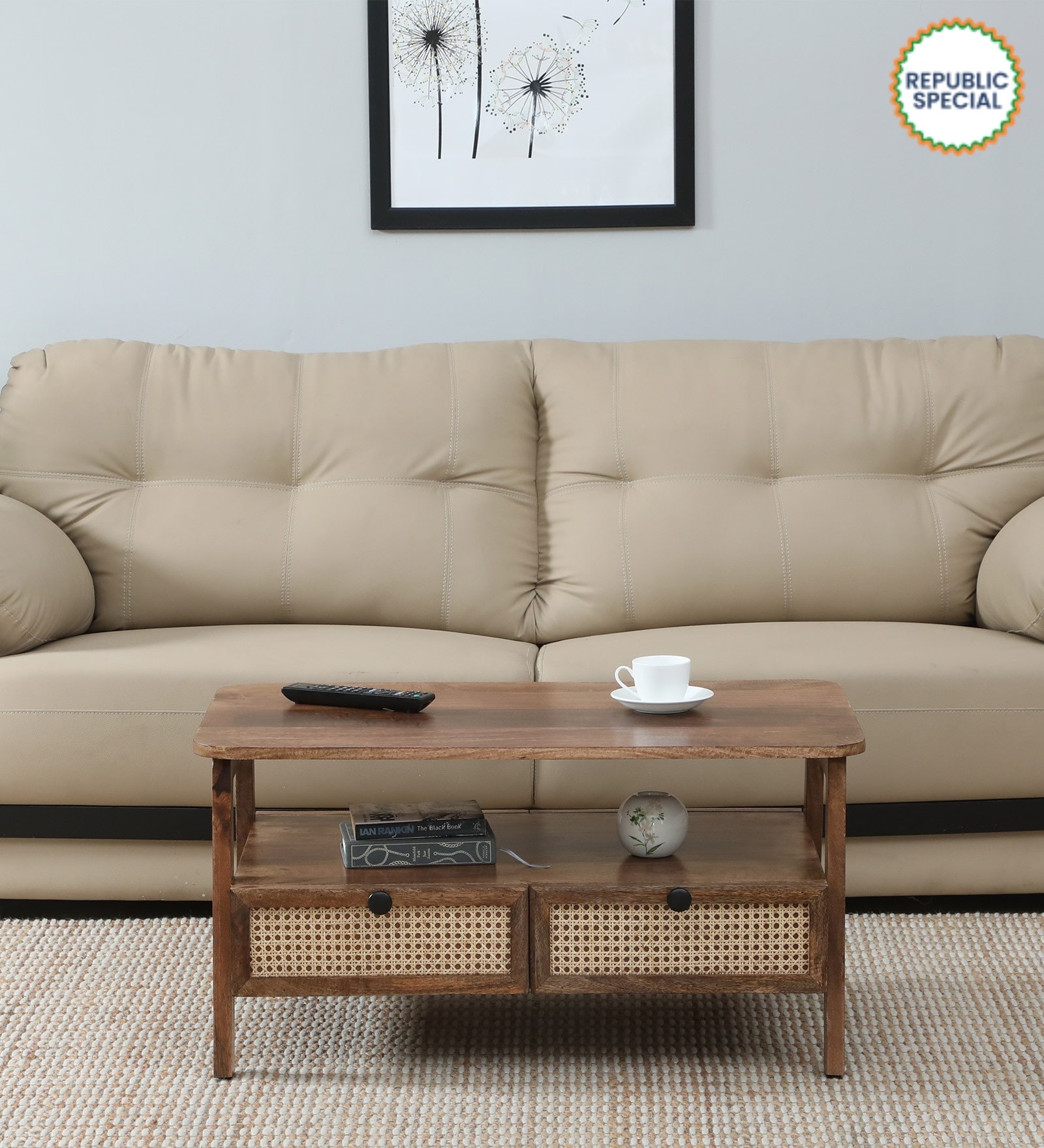 Baarn Mango Wood Small Coffee Table In Rustic Teak Finish