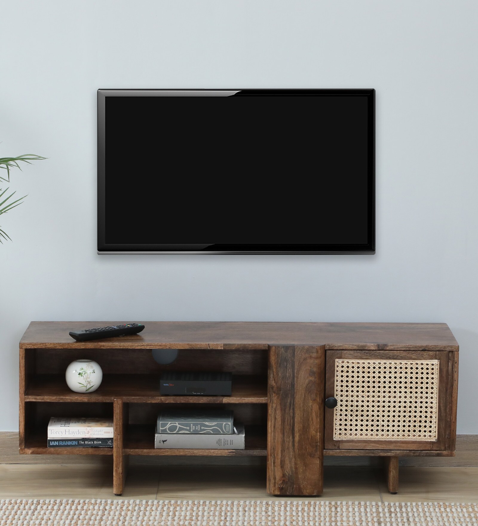 Baarn Mango Wood TV Unit In Rustic Teak Finish
