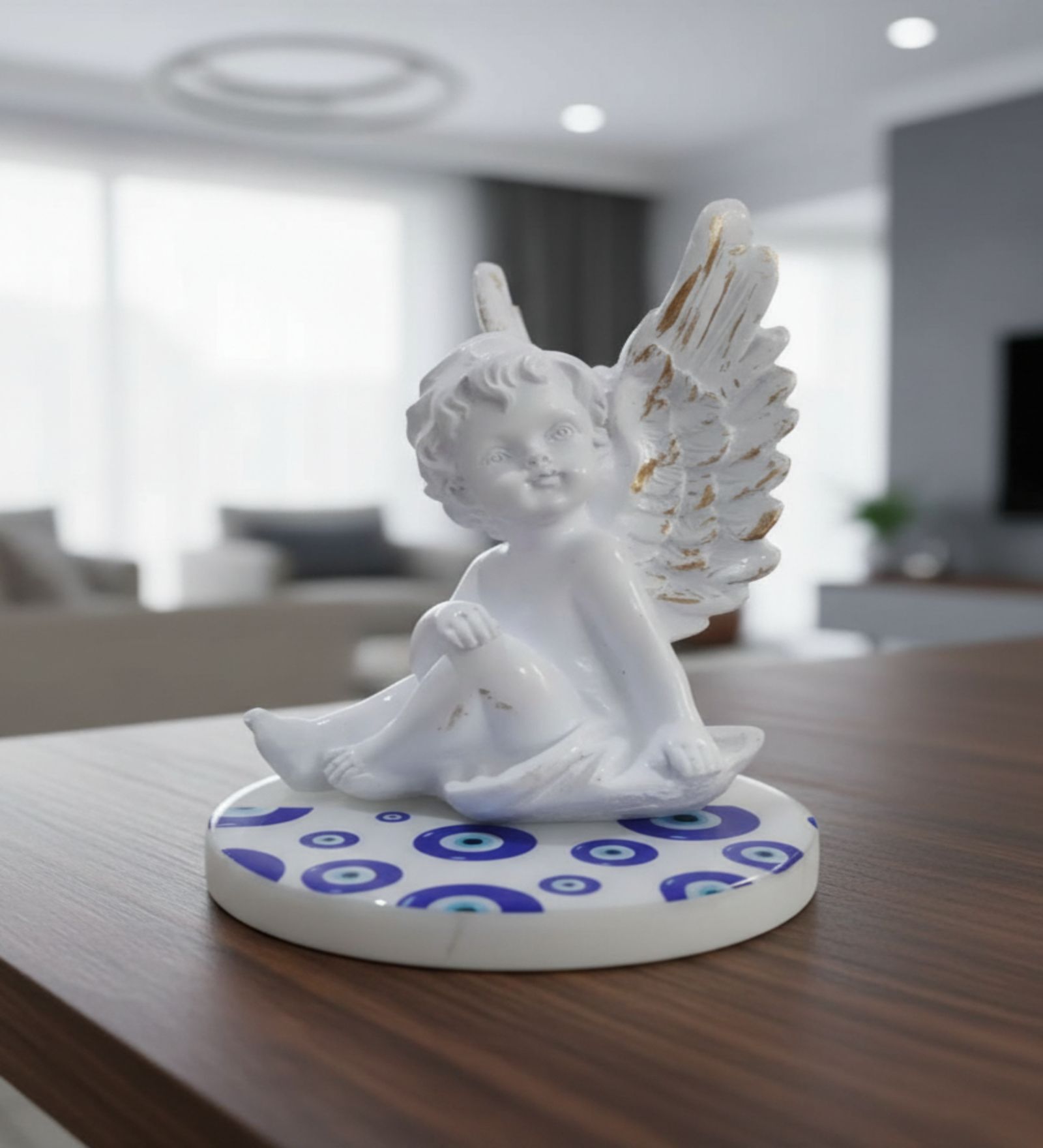 Baby Angel With Evil Eye Marble Base