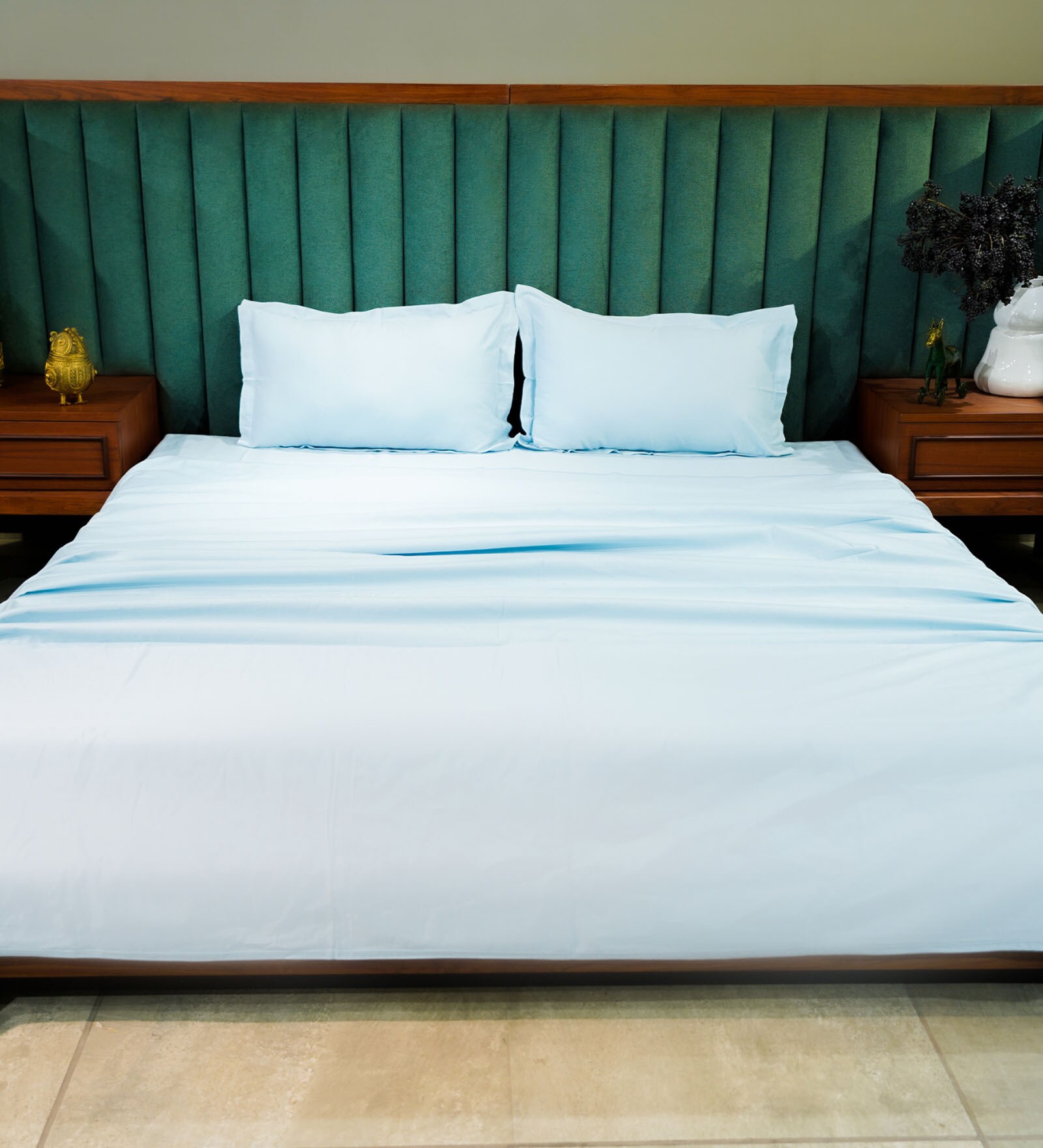 Baby Blue 500TC 100% Cotton Solid Bed Sheet Collection