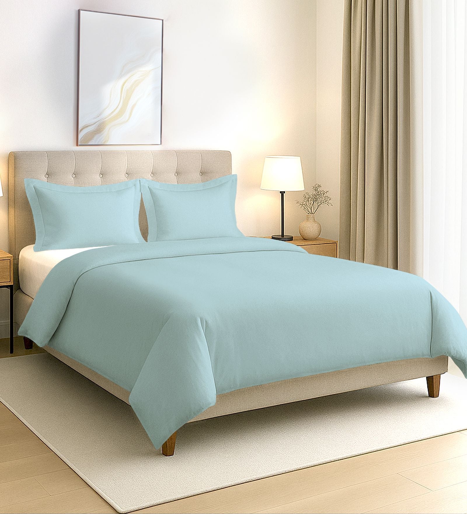 Baby Blue Solid 400 TC Cotton Double Sized Duvet Cover