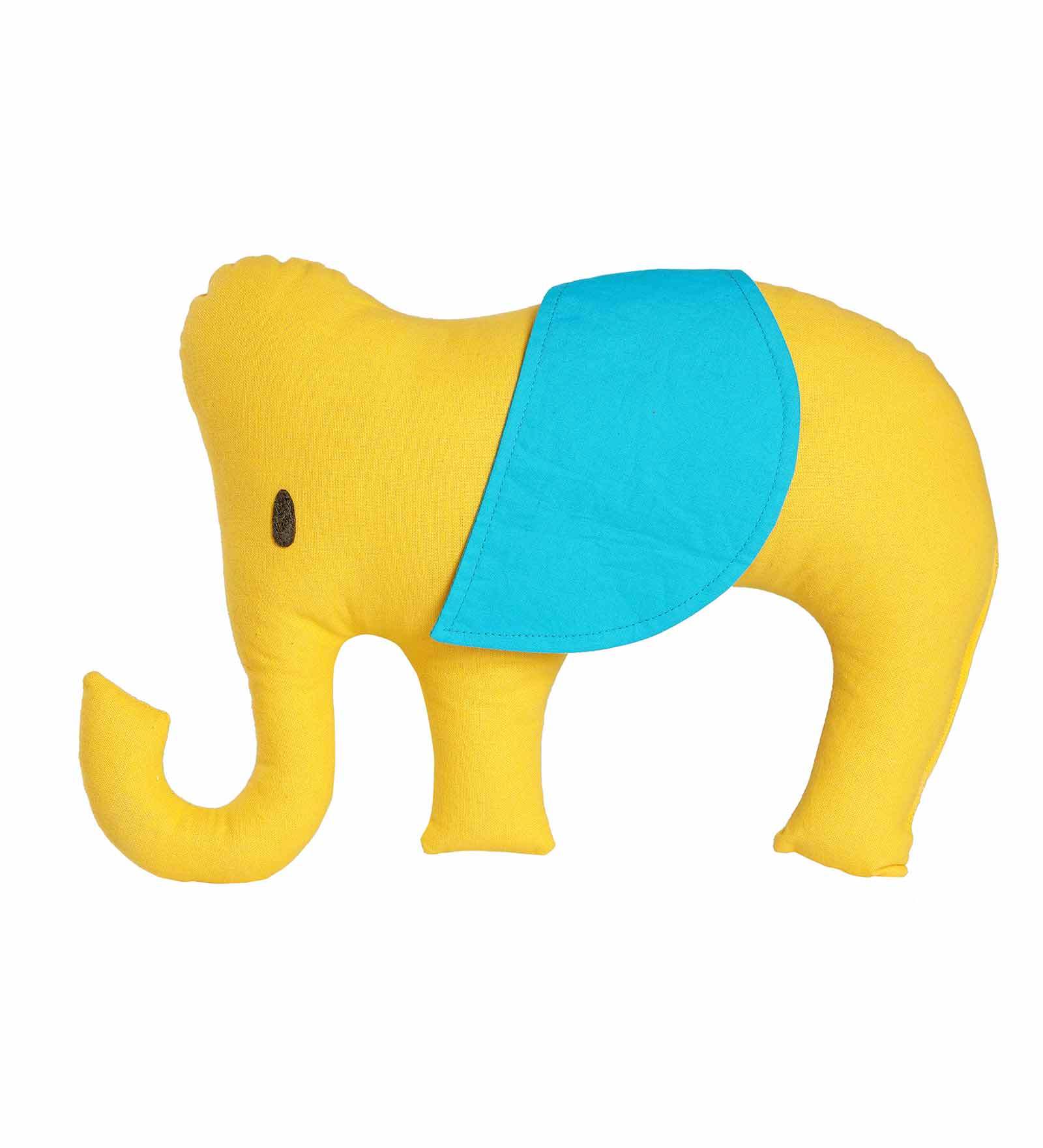 Yellow Cotton Baby Elephant Shaped Pillow