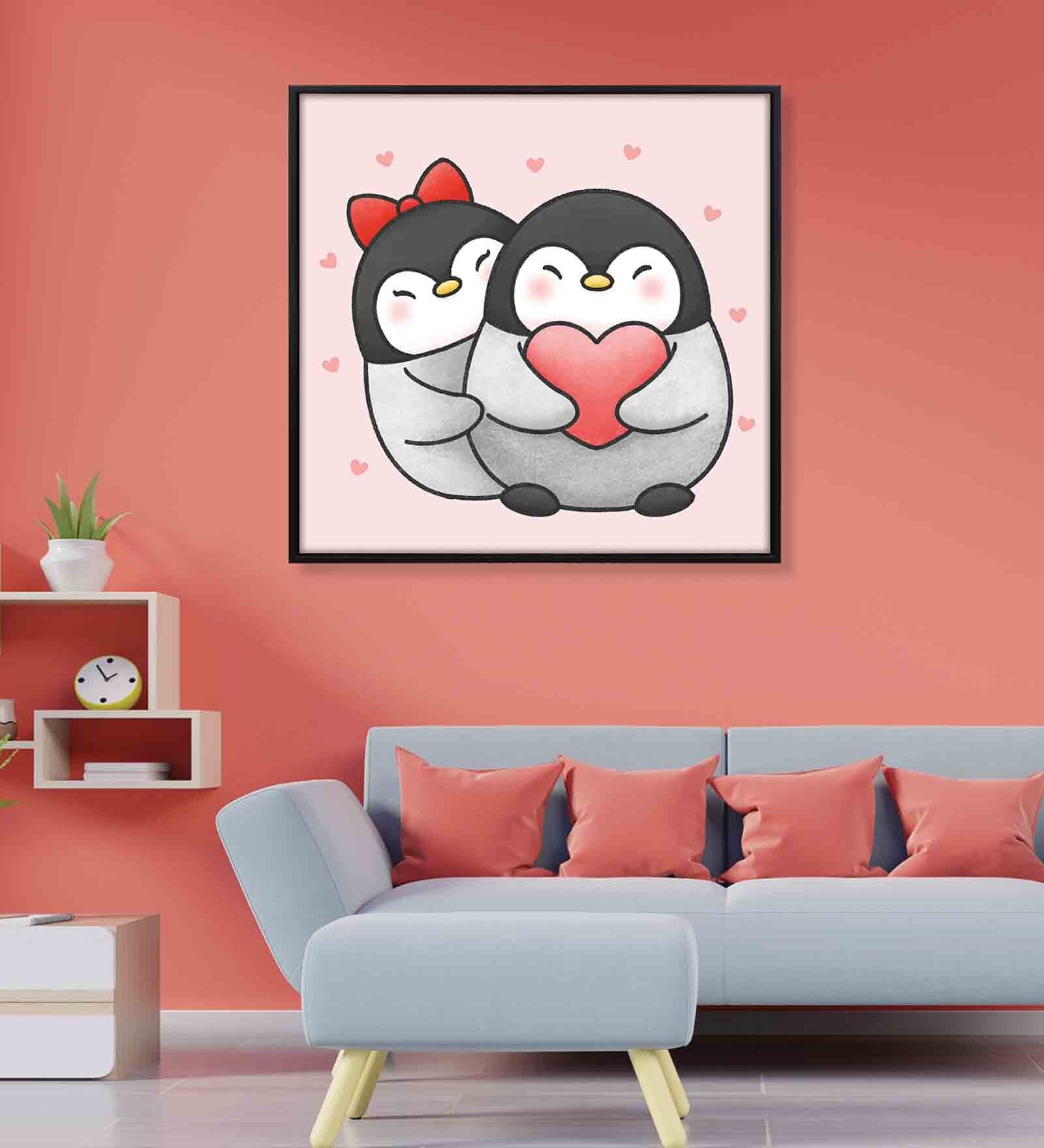 Buy Baby Penguin Multicolour Canvas Framed Wall Painting at 24% OFF by ...