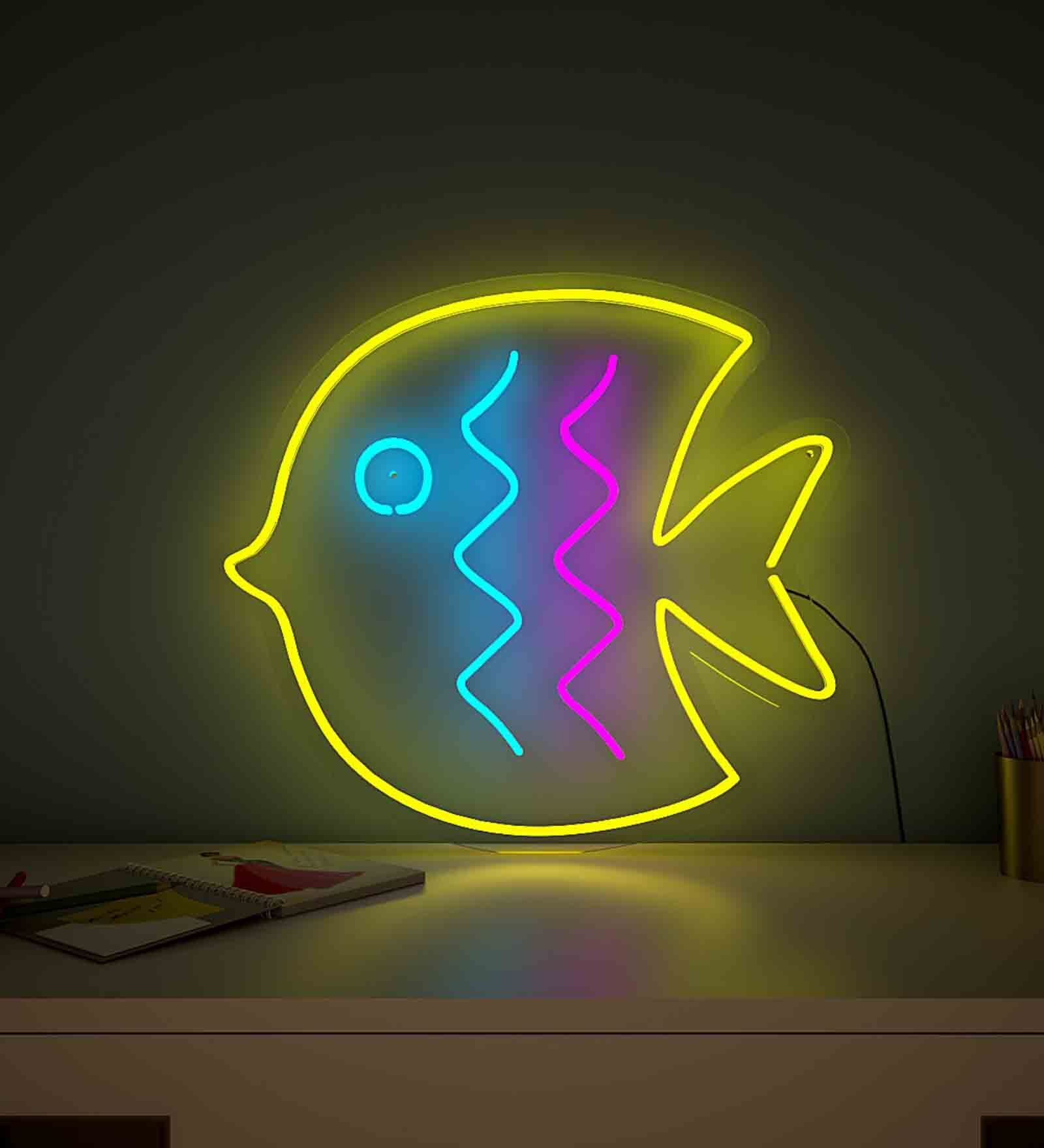 Baby Puffer Fish Yellow LED Neon Light