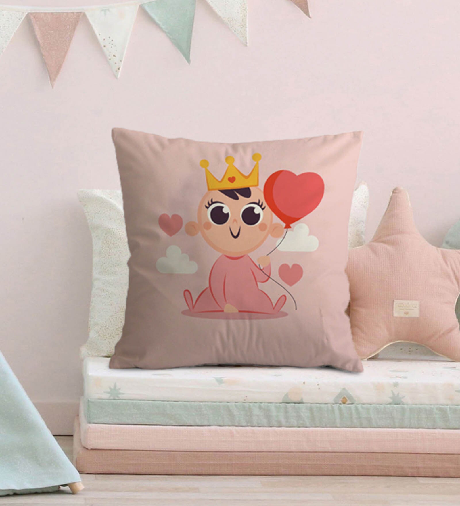 Canvas Cushion with Baby Queen Print