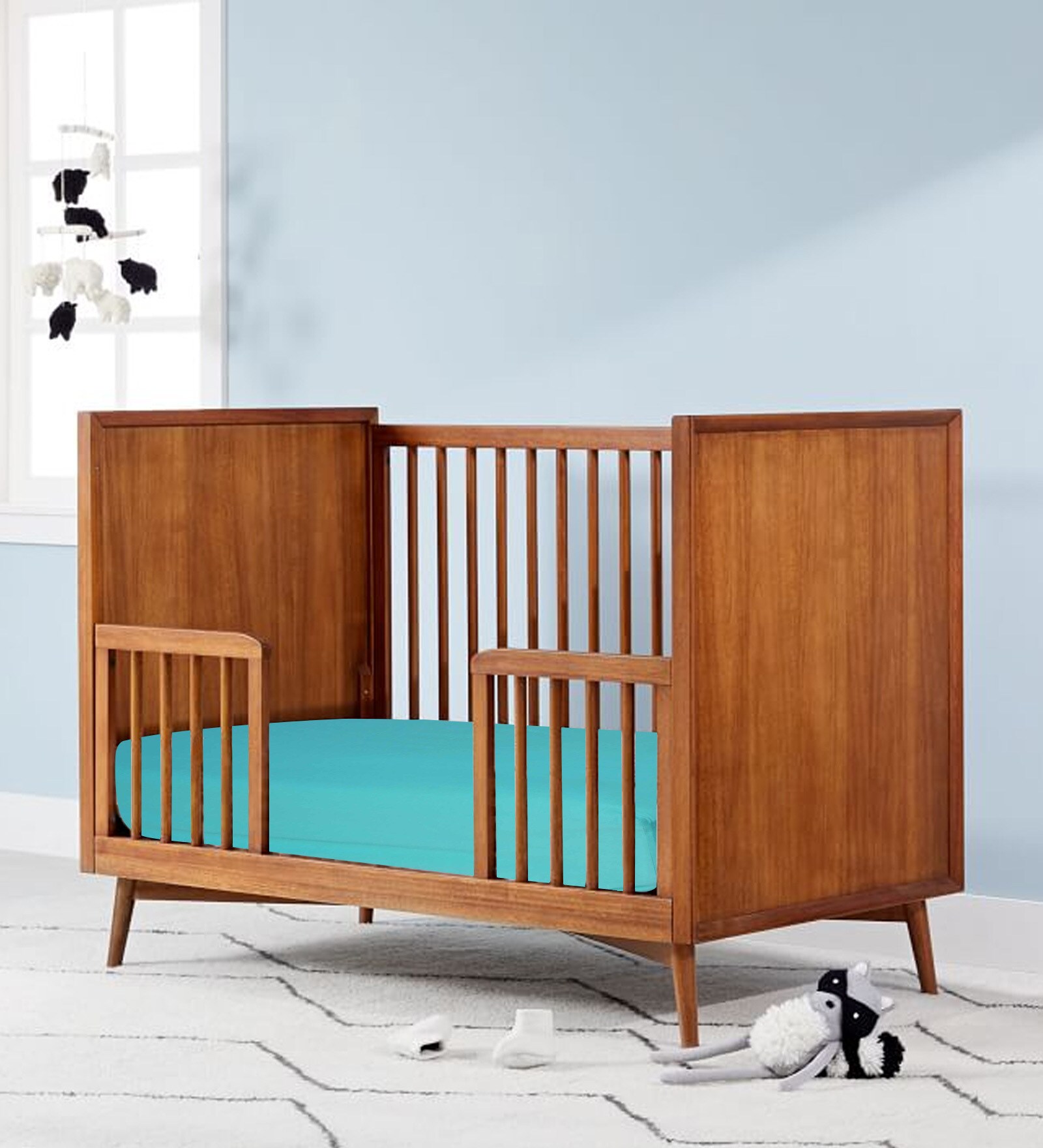 Bacati Multicolour Cotton 52 x 28 Inch Solid Crib Fitted Baby Bedding Sets-Set of 2