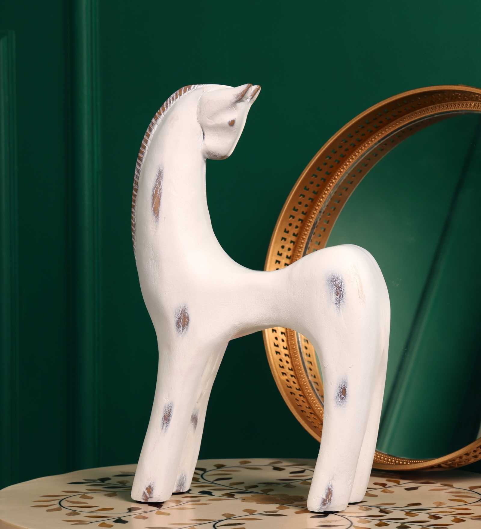 Backward Gazing Horse Resin Artifact (White)