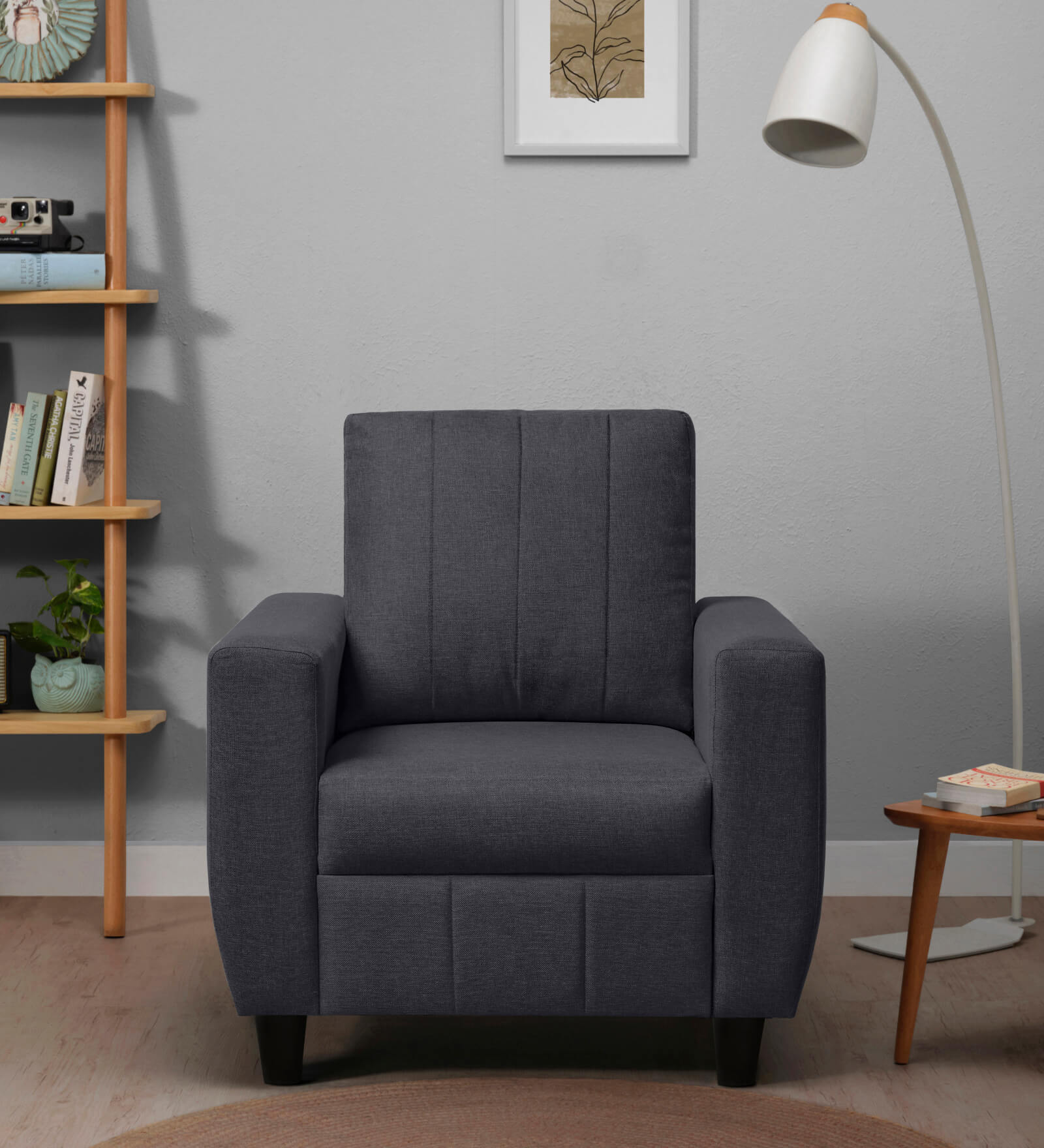 Bae Fabric 1 Seater Sofa in Stone Grey Colour Bae Fabric 1 Seater Sofa in Stone Grey Colour