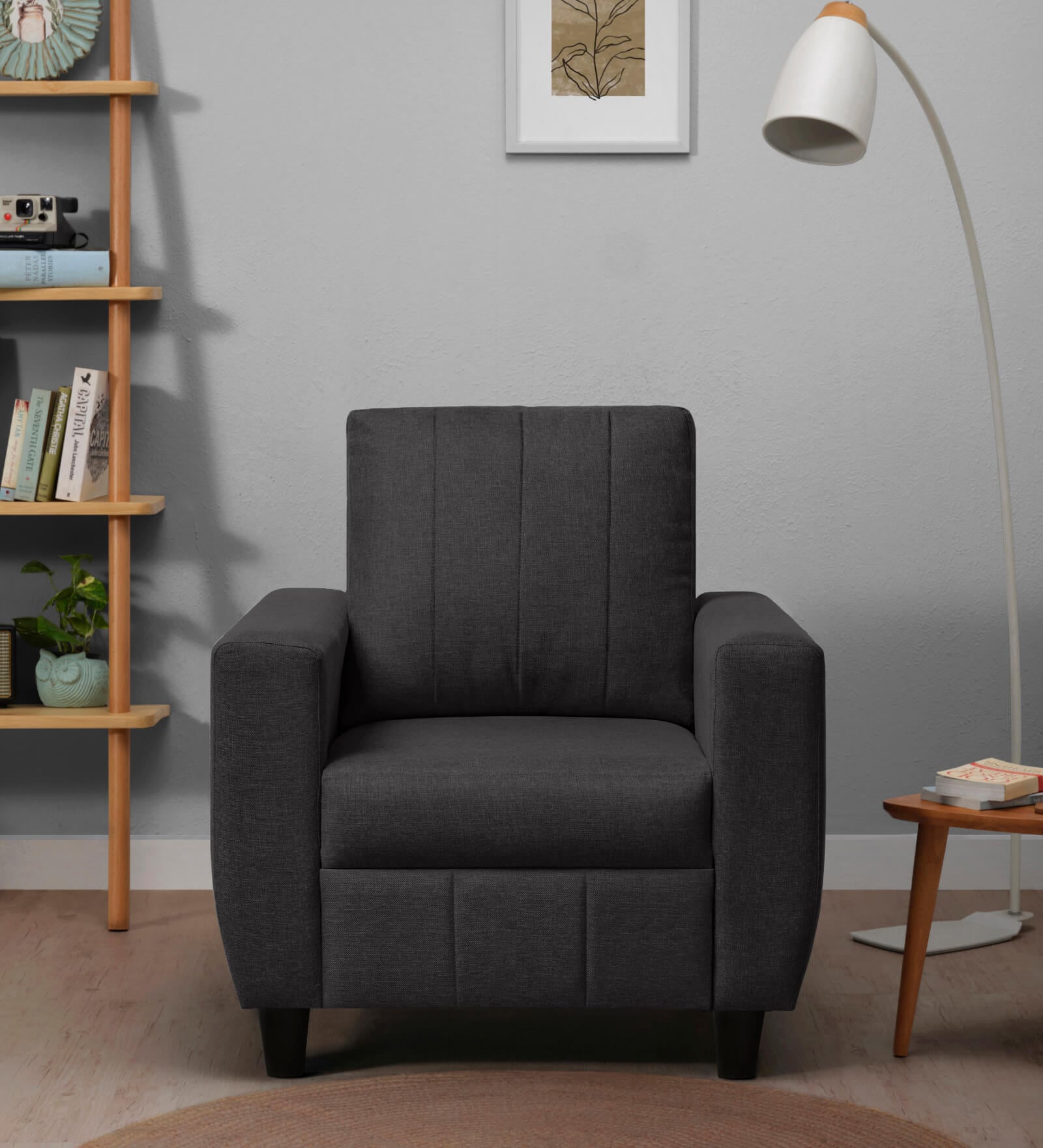 Bae Fabric 1 Seater Sofa in Woody Brown Colour Bae Fabric 1 Seater Sofa in Woody Brown Colour