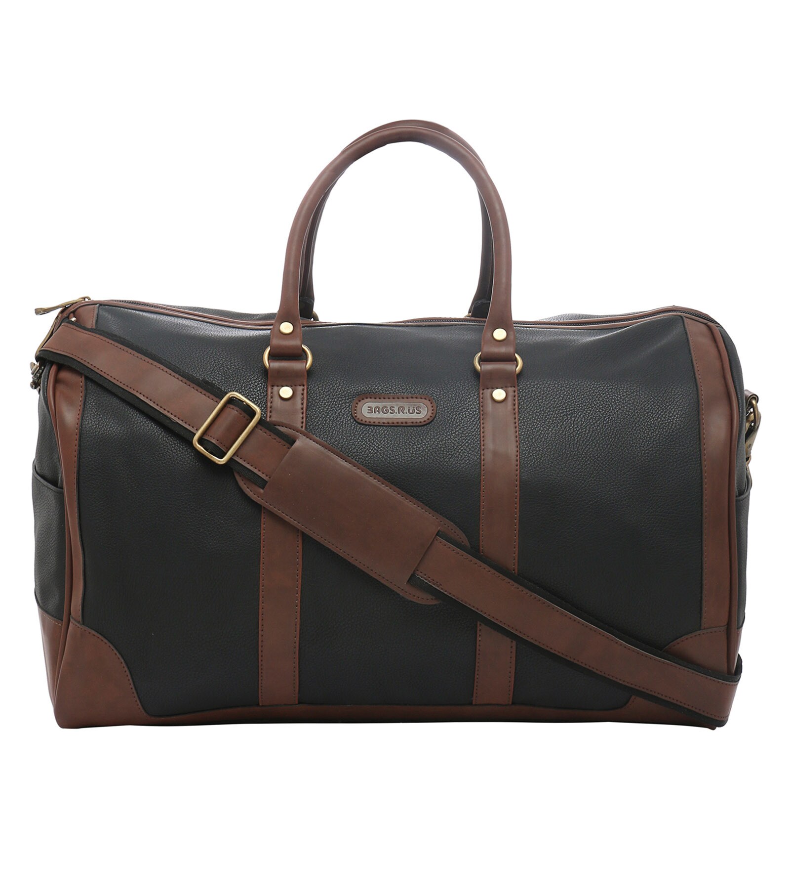 Buy Bags R Us Faux Leather Black Duffle Bag ,33 Litres Online Duffel