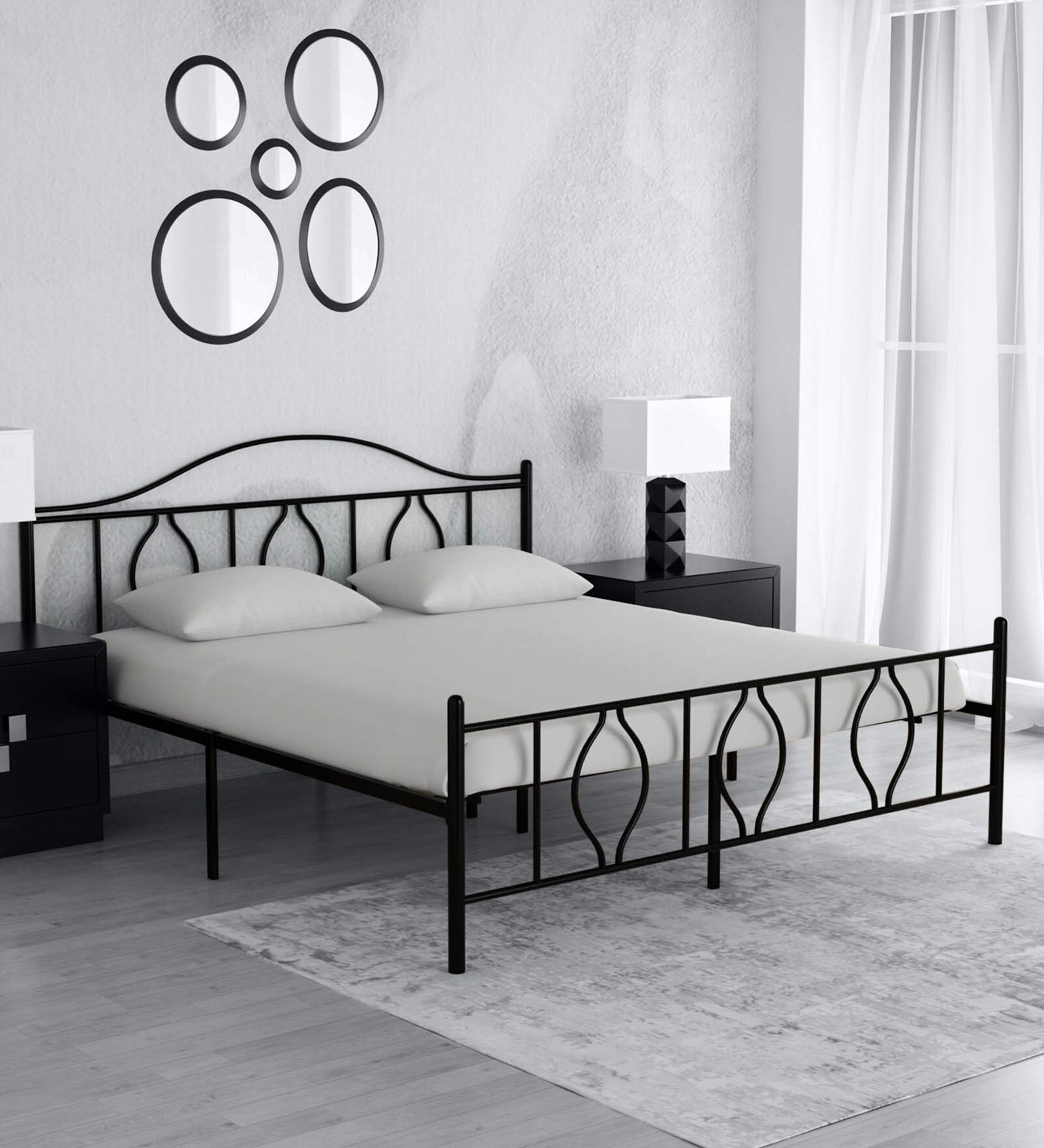 Buy Metallika Metal King Size Bed in Black Colour at 100 OFF by